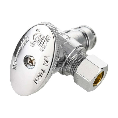 1/2" PEX Expansion x 3/8" OD Compr. Angle Stop Valve, 1/4 Turn (Lead Free) Plumbingsell