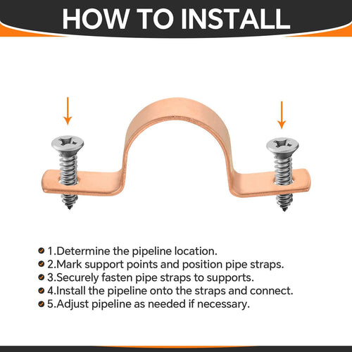 Pro 30 Pack 3/4" Copper Pipe Straps, Two Hole Plumbingsell