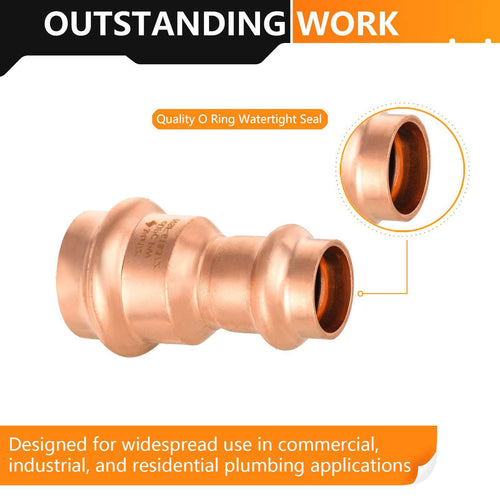 3/4" x 1/2" Copper Press x Press Coupling NO Stop (Lead Free) Plumbingsell