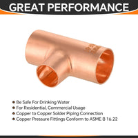30 Pcs 1" x 1" x 1/2" Copper Reducing Tee at Wholesale Price