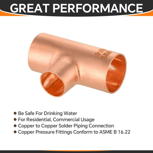 30 Pcs 1" x 1" x 1/2" Copper Reducing Tee at Wholesale Price