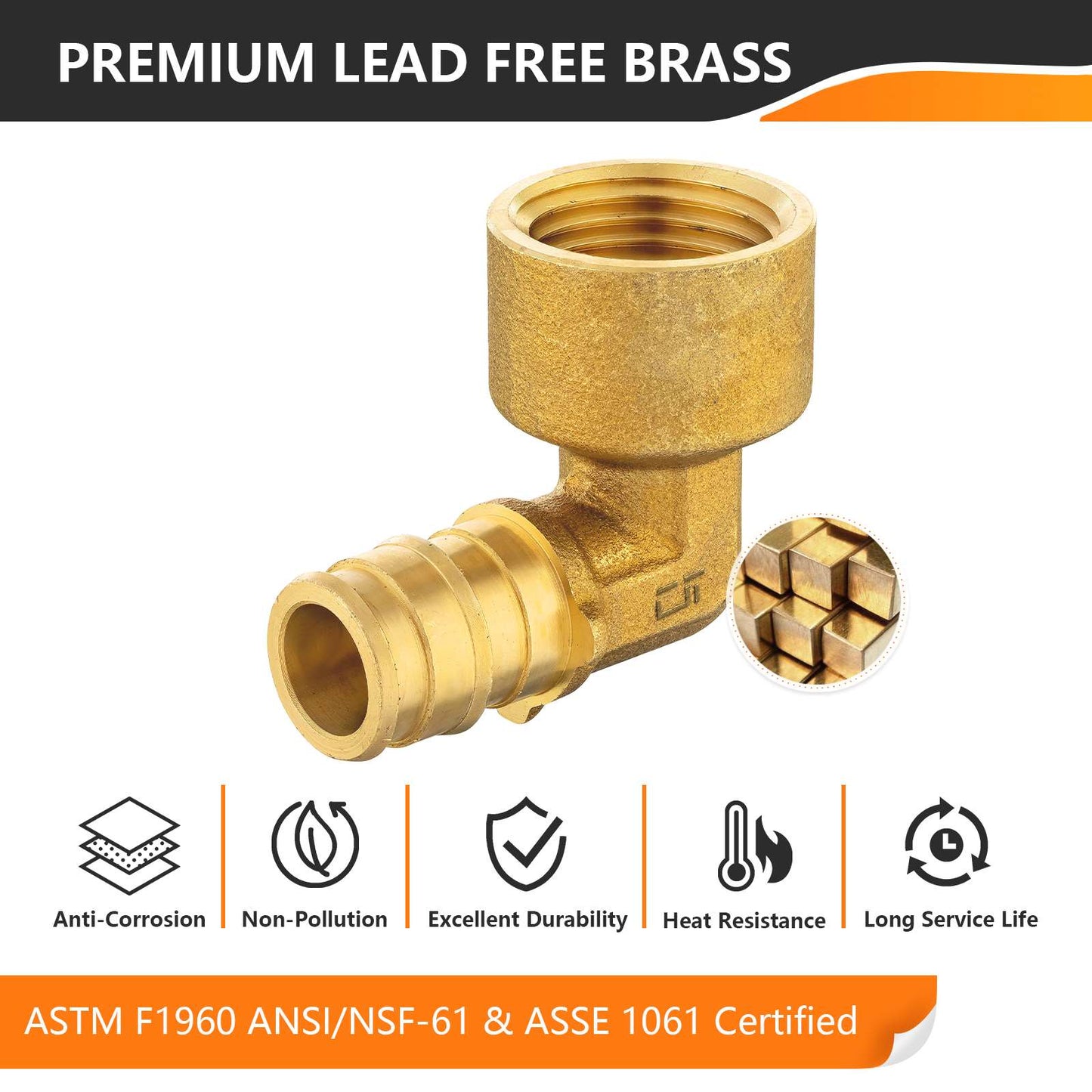 PEX A Expansion 1/2" PEX x 1/2" Female Elbow (Lead Free)