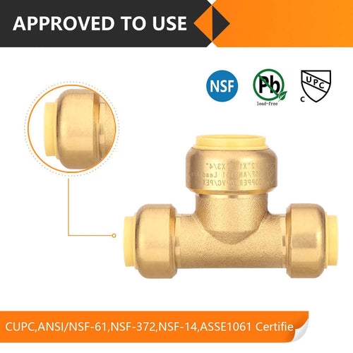 1/2" x 1/2" x 3/4" Push Fit Tee Plumbingsell