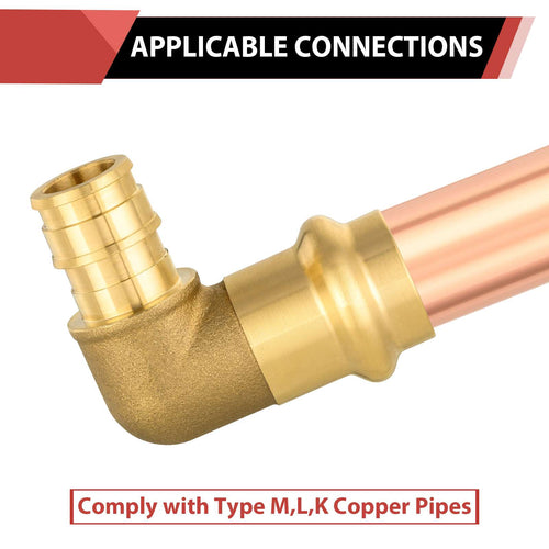 1/2" Copper Press x 1/2" PEX Expansion Brass Elbow (Lead Free)