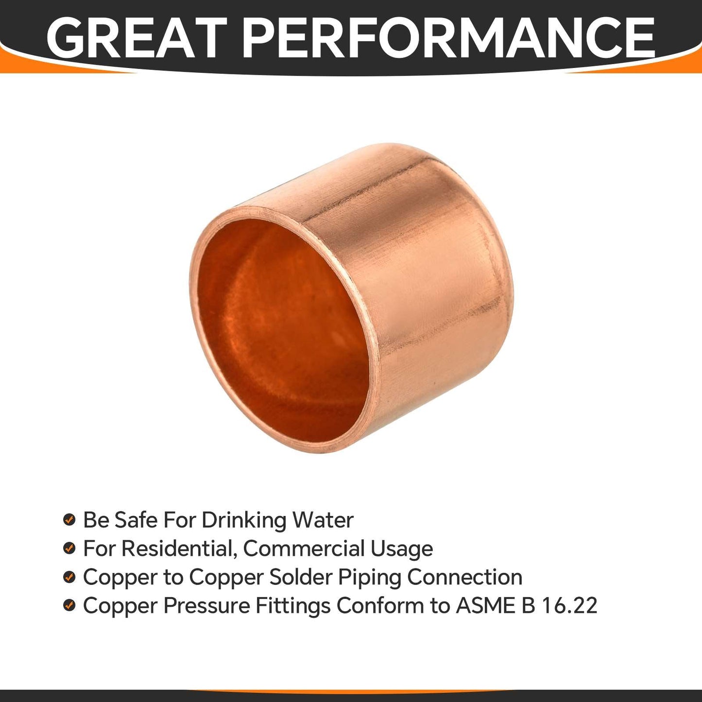 30 Pcs 1/2" Solder Copper Pipe End Cap (Plug) at Wholesale Price