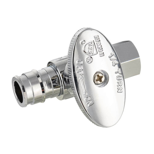 1/2" PEX Expansion x 3/8" OD Compr. Straight Stop Valve, 1/4 Turn (Lead Free) Plumbingsell