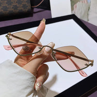 Cat Eye Sunglasses with Gold Metal Frame HTO Apparel