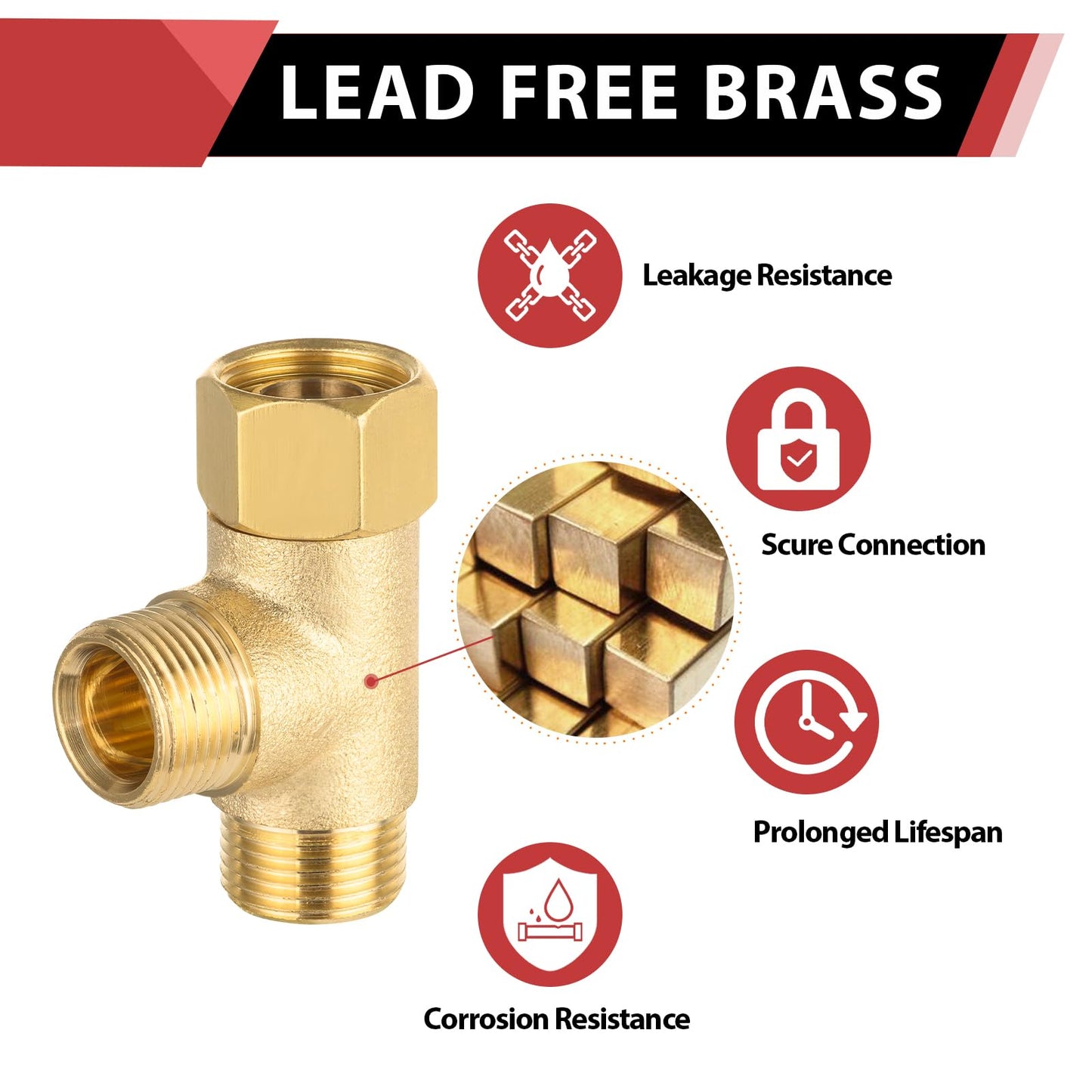 10 Pcs 3/8" Compr. x 3/8" Compr. x 3/8" Brass Tee Adapter