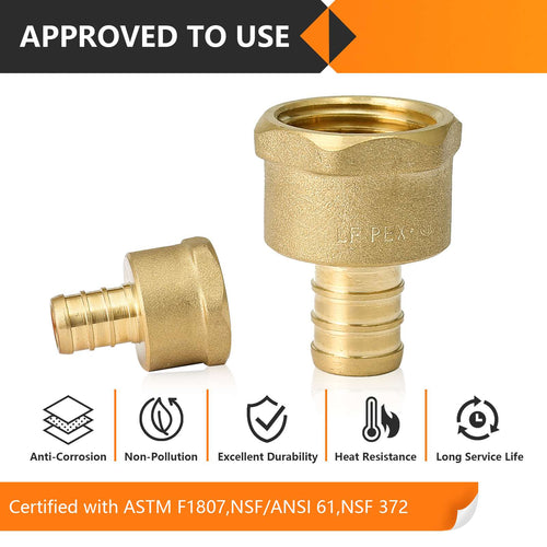 PEX-B Crimp 1/2" PEX x 1/2" Female Threaded Adapter (Lead Free) Plumbingsell