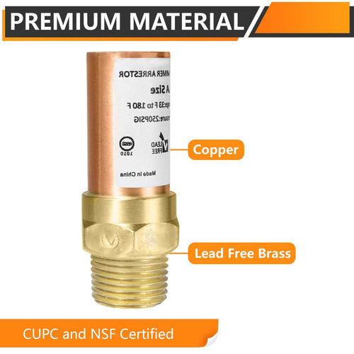 1/2" MIP Connection, Straight Water Hammer Arrestor, Copper Plumbingsell