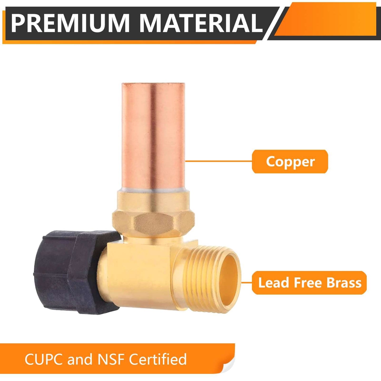 7/8" Female Swivel Ballcock Nut x 3/4" Male Thread Copper Water Hammer Arrestor for Toilet