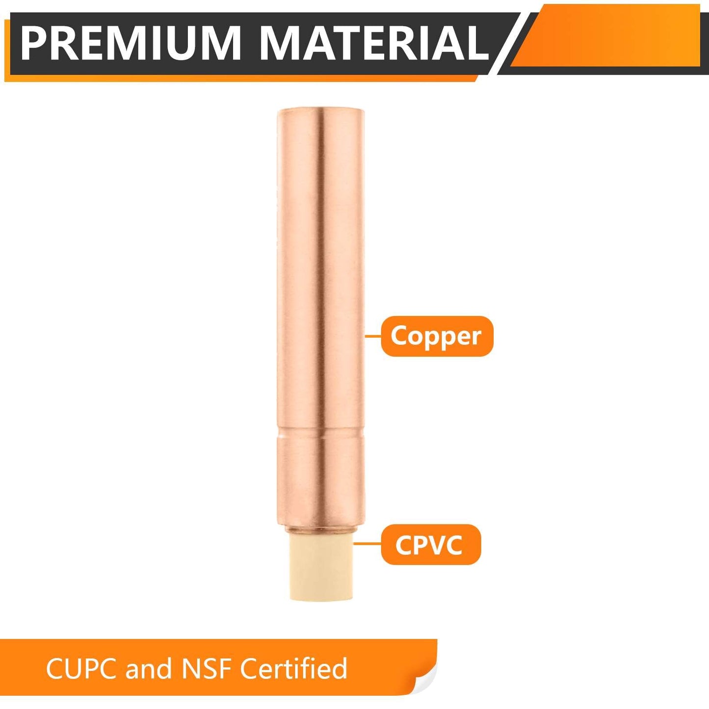 10 Pcs 1/2" CPVC Pipe Connection, Water Hammer Arrestor, Copper