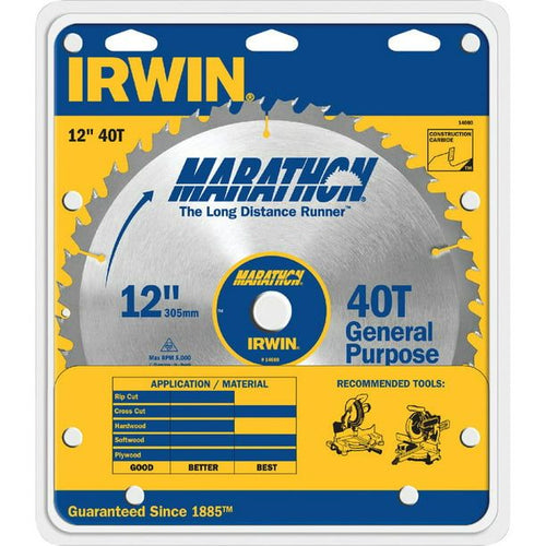Irwin Marathon 12 in. Dia. x 1 in. Carbide Miter and Table Saw Blade 40 teeth 1 pc EasyOptionXY LLC