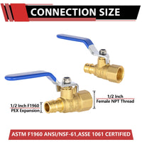 1/2" PEX-A Expansion X 1/2" FNPT Ball Valve, Blue (Lead Free) Plumbingsell