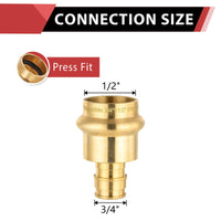 1/2" Copper Press x 3/4" PEX Expansion Brass Adapter (Lead Free)