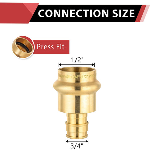1/2" Copper Press x 3/4" PEX Expansion Brass Adapter (Lead Free)