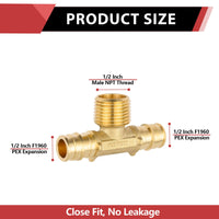 PEX A Expansion 1/2" PEX x 1/2" PEX x 1/2" Male Threaded F1960Tee (Lead Free) Plumbingsell