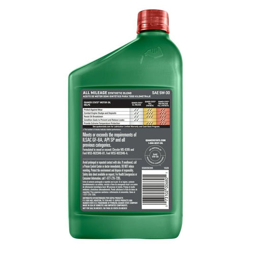 Quaker State All Mileage Synthetic Blend 5W-30 Motor Oil, 1 Quart EasyOptionXY LLC