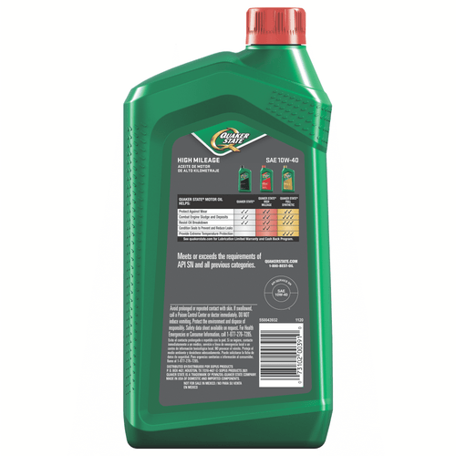 Quaker State High Mileage 10W-40 Synthetic Blend Motor Oil for Vehicles over 75K Miles, 1-Quart EasyOptionXY LLC
