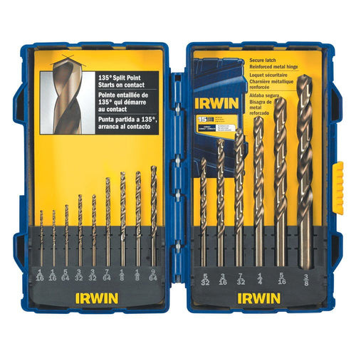IRWIN 316015 - 15-Piece Cobalt HSS Straight Shank Fractional Drill Bit Pro Set EasyOptionXY LLC