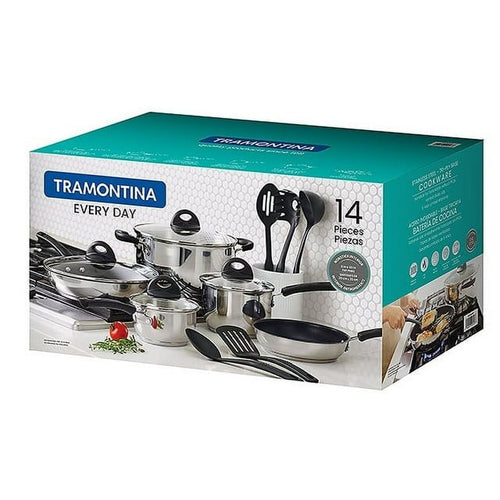 Tramontina Everyday 14 Pc Stainless Steel Tri-Ply Base Cookware Set EasyOptionXY LLC