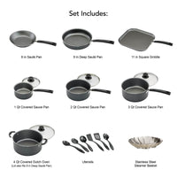 Tramontina Primaware 18 Piece Non-stick Cookware Set, Steel Gray EasyOptionXY LLC