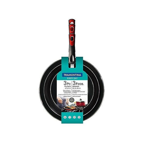 Tramontina Everyday 3 Pk Aluminum Nonstick Fry Pans Metallic Red EasyOptionXY LLC