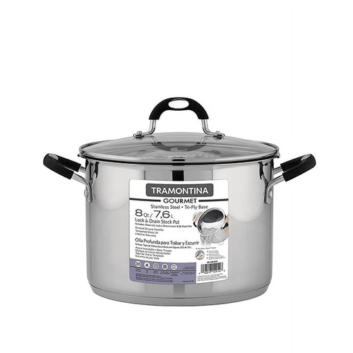 Tramontina Gourmet Stainless Steel 8 Quart Lock and Drain Stock Pot EasyOptionXY LLC