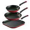 Tramontina Everyday 3 Pieces Aluminum Non-stick Fry Pan and Griddle Set Metallic Red EasyOptionXY LLC