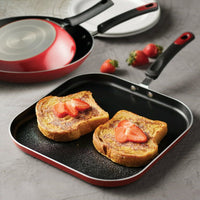 Tramontina Everyday 3 Pieces Aluminum Non-stick Fry Pan and Griddle Set Metallic Red EasyOptionXY LLC