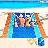 DYYBeach Blanket, Extra Large Oversized 10'X 9' for 7 Adults Soft Beach Mat, Lightweight & Durable with 6 Stakes & 6 Pockets, Waterproof Sandless Picnic Mat Easy to fold for Travel, Camping, Hiking