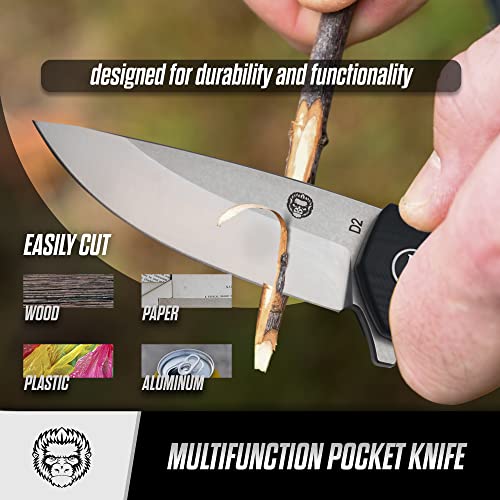 The Peasant Folding Pocket Knife Giftset for Men and Women (Silver and Black) Holtzman's Gorilla Survival