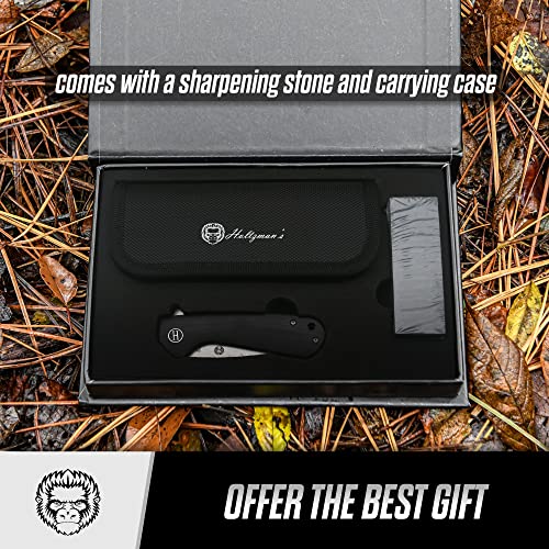 The Peasant Folding Pocket Knife Giftset for Men and Women (Silver and Black) Holtzman's Gorilla Survival