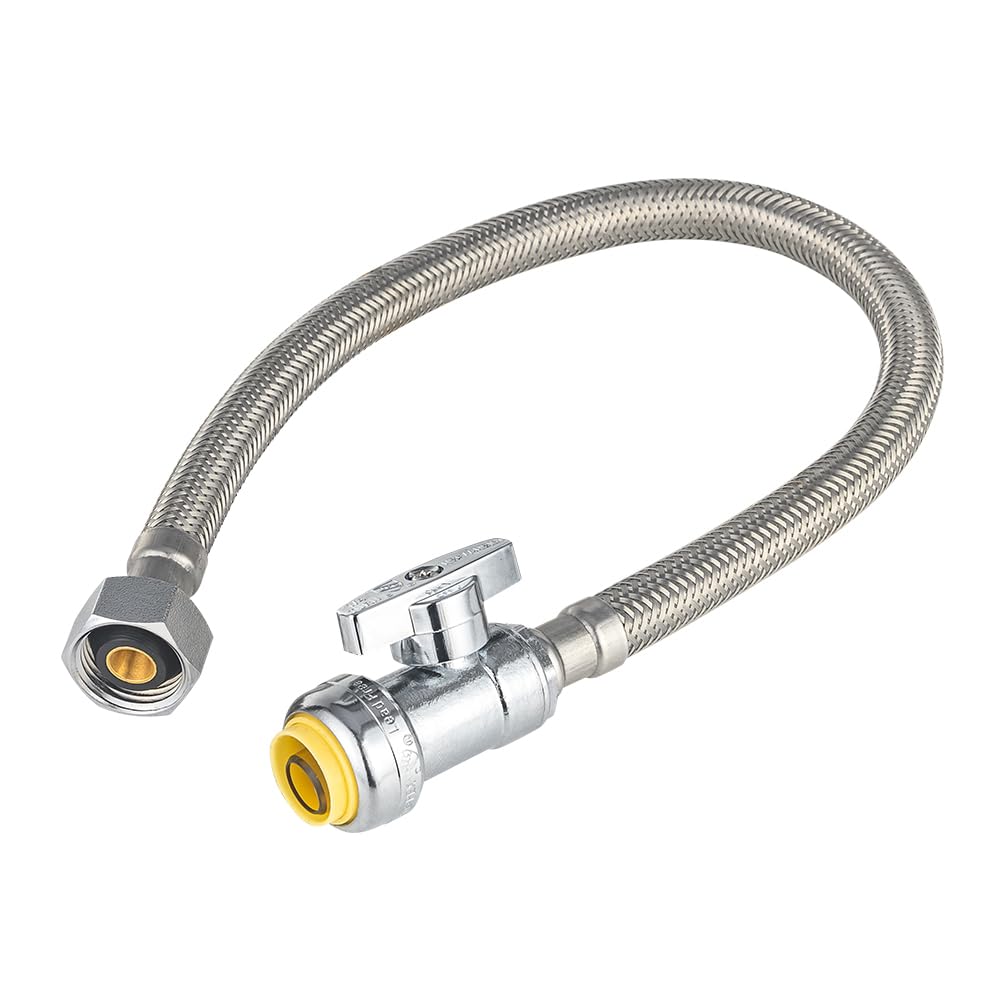 10 Pcs 18" 1/2" Push x 1/2" FIP Faucet Hose Connector,1/4-Turn, Straight
