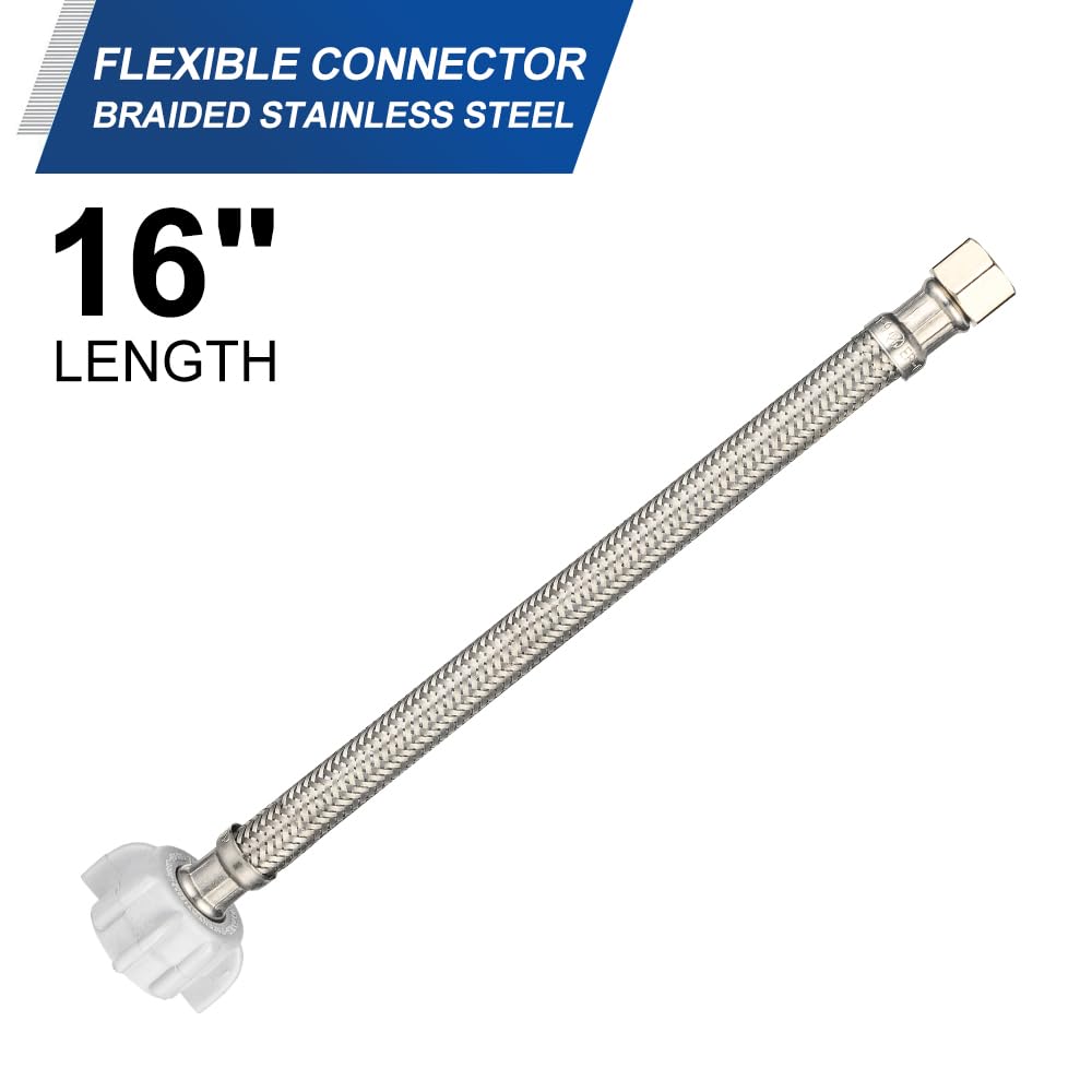 10 Pcs 3/8" C x 7/8" BC, 16" SS Braided Toliet Hose