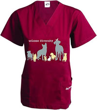 Dog is Good Dog is Good Scrub Top: Welcome Diversity (Wine)