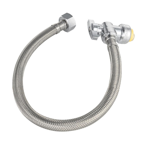 18" 1/2" Push x 1/2" FIP Faucet Hose Connector,1/4-Turn, Angle Plumbingsell