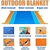 DYYBeach Blanket, Extra Large Oversized 10'X 9' for 7 Adults Soft Beach Mat, Lightweight & Durable with 6 Stakes & 6 Pockets, Waterproof Sandless Picnic Mat Easy to fold for Travel, Camping, Hiking