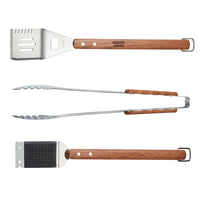 Tramontina 3 PK Utensils Set (Spatula, Meat Tong, Grill Brush) Wood Handle Churrasco EasyOptionXY LLC