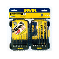 Irwin Turbomax Multi Size Dia x Multiple L High Speed Steel Drill Bit Set Straight Shank 15 pc EasyOptionXY LLC
