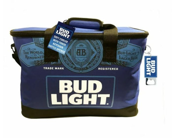 Bud Light Soft Sided Cooler Beverage Bag with Token Key Chain - Blue EasyOptionXY LLC