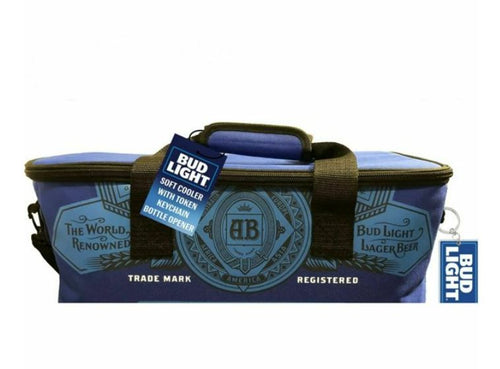 Bud Light Soft Sided Cooler Beverage Bag with Token Key Chain - Blue EasyOptionXY LLC