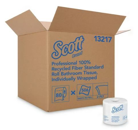 Scott Essential 100% Recycled Fiber SRB Bathroom Tissue, Septic Safe, 2-Ply, White, 506 Sheets/Roll, 80 Rolls/Carton EasyOptionXY LLC