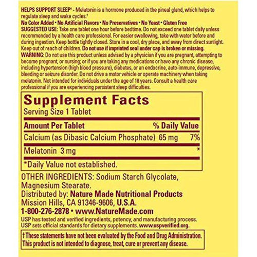 Nature Made Melatonin Tablets, Value Size, 3 Mg, 240 Count EasyOptionXY LLC