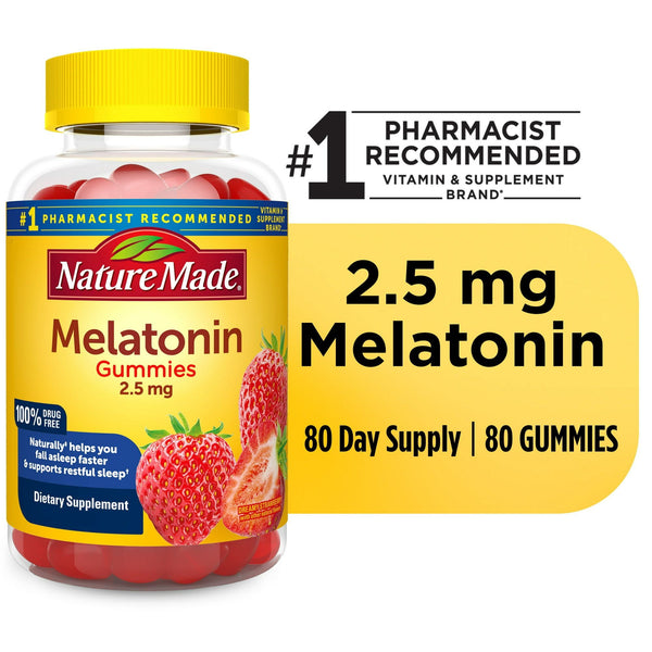 Nature Made Melatonin 2.5 mg Gummies, 100% Drug Free Sleep Aid for Adults, 80 Count EasyOptionXY LLC