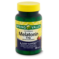 Spring Valley Fast-Dissolve Melatonin Dietary Supplement Tablets, 3 mg, 120 Count EasyOptionXY LLC