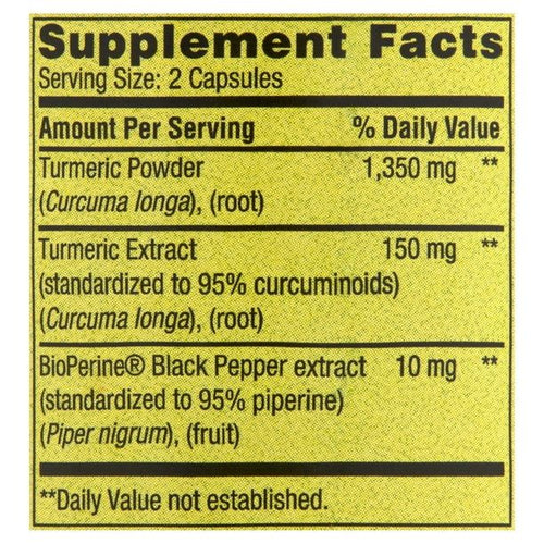 Spring Valley Ultra Strength Turmeric Curcumin General Wellness Dietary Supplement Vegetarian Capsules, 1,500 mg, 90 Count EasyOptionXY LLC