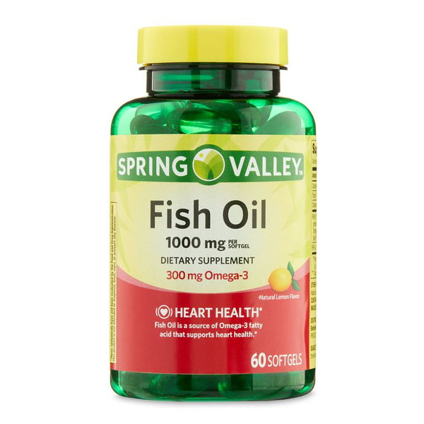 Spring Valley Omega-3 Fish Oil Soft Gels, Heart Health Dietary Supplement, 1000 mg, 60 Count EasyOptionXY LLC
