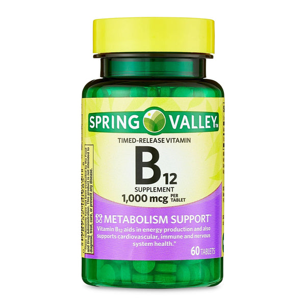 Spring Valley Timed-Release Vitamin B12 Tablets, 1,000 mcg, 60 Count EasyOptionXY LLC