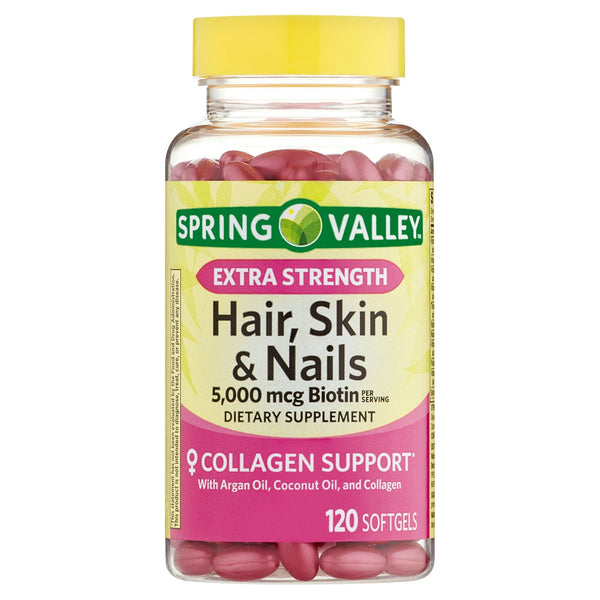 Spring Valley Hair, Skin & Nails Dietary Supplement Softgels, 5,000 Mcg, 120 Count EasyOptionXY LLC